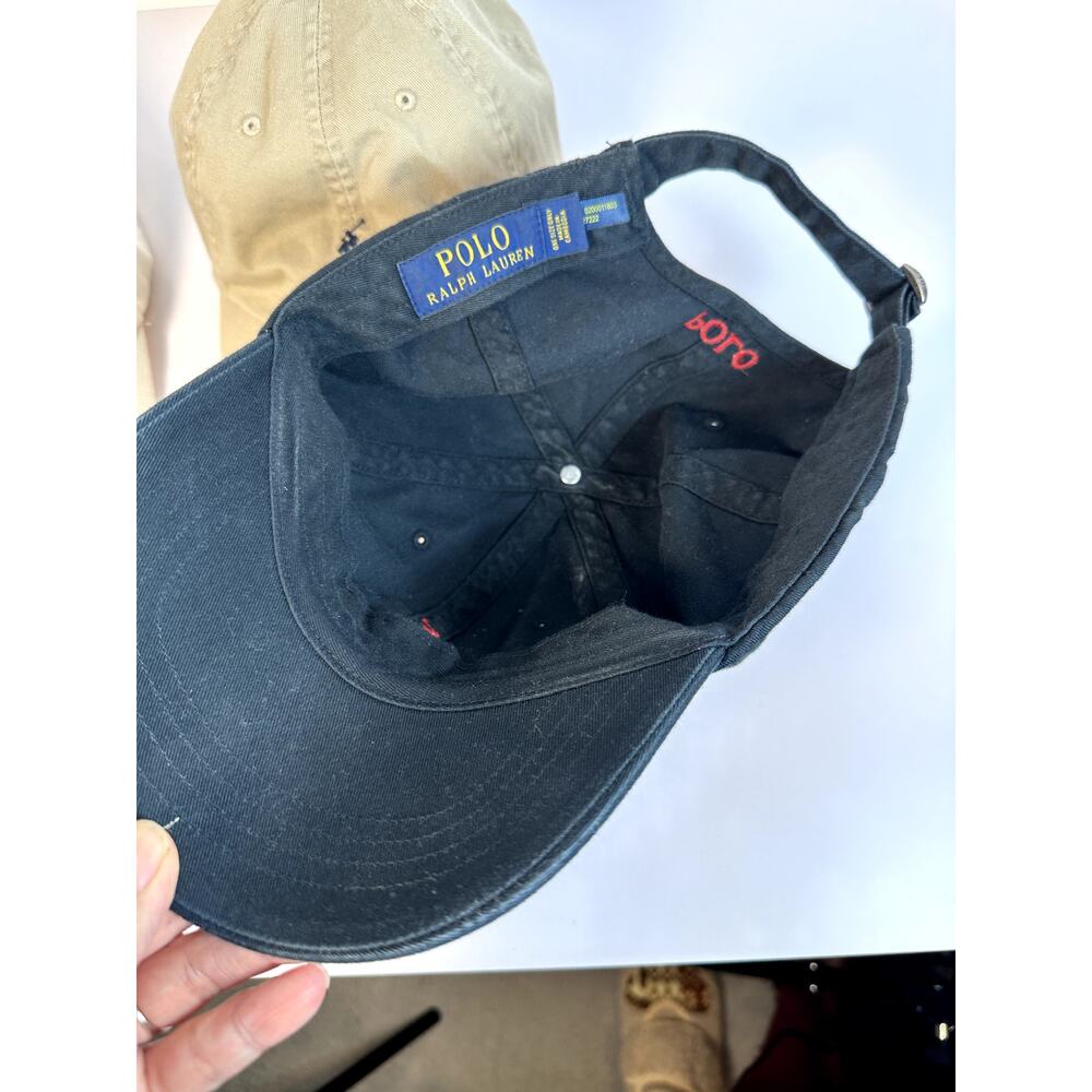 Ralph Lauren Cotton Baseball Caps Bundle of 3 White Tan Black Embroidered Logo - Picture 2 of 16